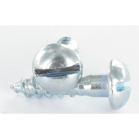 1 x Tornillo madera cabeza redonda ranura 4X10 Acero cincado blanco