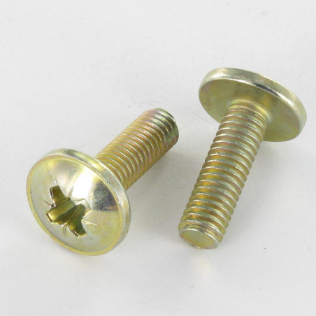 1 x Tornillo poelier cabeza redonda ancha Pozi M6X24 diámetro de cabeza: 14.5 Bicromato