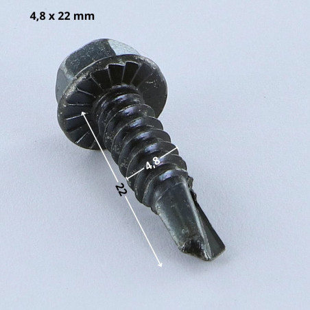 1 x Tornillo autoperforante cabeza hexagonal 4.8X22 rosca chapa Acero cincado negro