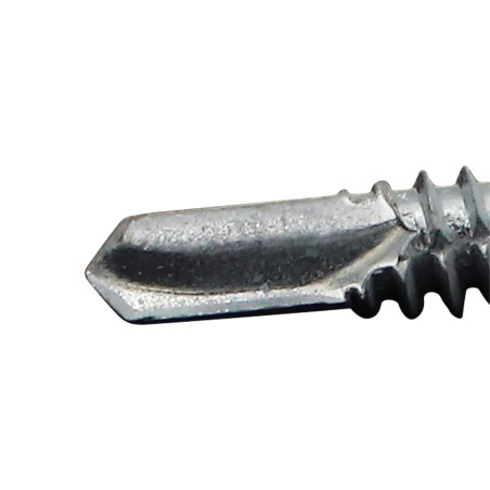 1 x Tornillo autoperforante cabeza hexagonal resalto reborde liso 6.3X38 Acero cincado blanco RAL9002 blanco grisáceo