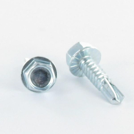 1 x Tornillo autoperforante cabeza hexagonal 6.3X63 rosca chapa Acero cincado blanco