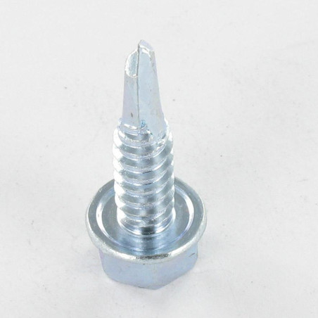 1 x Tornillo autoperforante cabeza hexagonal resalto reborde liso 5.5X16 Acero cincado blanco