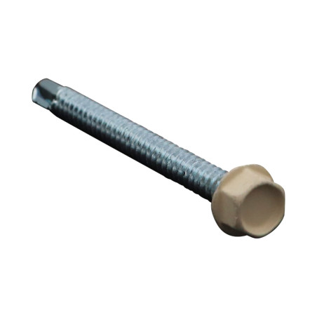 1 x Tornillo autoperforante cabeza hexagonal 6.3X75 rosca chapa Acero cincado blanco LAQ RAL1015 marfil claro