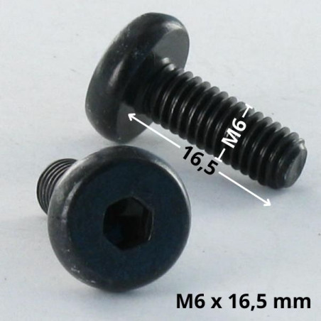 1 x Tornillo metales cabeza cilíndrica ancha hexagonal hueco M6X16.5 llave de 4 roscado total Acero cincado negro