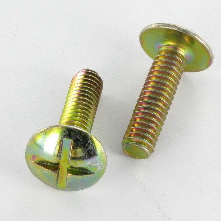 1 x Tornillo poelier cabeza redonda ancha ranura en cruz M6X75 Bicromato