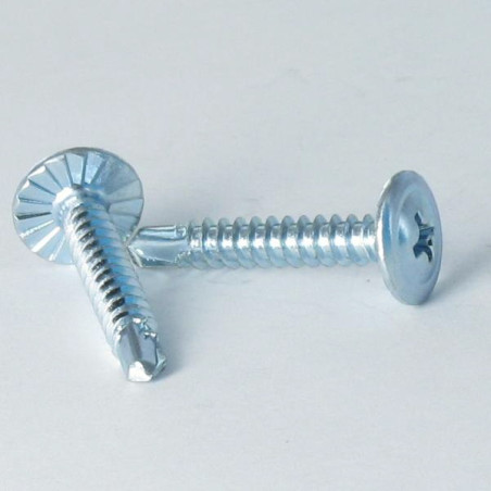 1 x Tornillo autoperforante cabeza redonda ancha phillips dentado 4.2X16 Acero cincado blanco