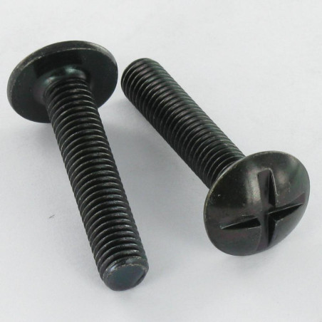 1 x Tornillo poelier cabeza redonda ancha ranura en cruz M8X60 Acero cincado negro
