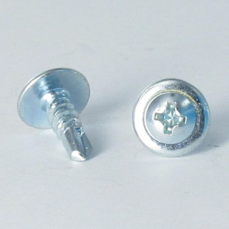 1 x Tornillo autoperforante cabeza redonda ancha phillips 4.2X19 Acero cincado blanco