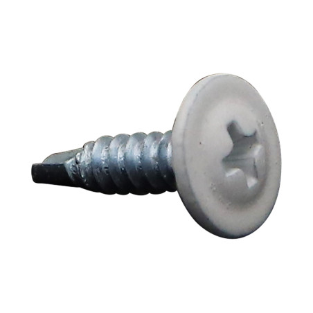 1 x Tornillo autoperforante cabeza redonda ancha phillips dentado 4.2X16 Acero cincado blanco RAL 9016