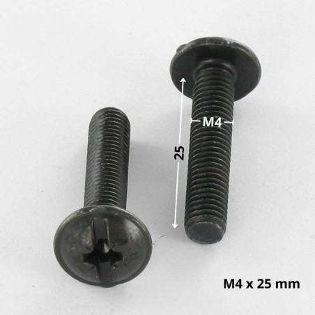 1 x Tornillo poelier cabeza redonda ancha Pozi ranura M4X25 Acero cincado negro