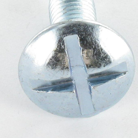 1 x Tornillo poelier cabeza redonda ancha ranura en cruz M10X50 Acero cincado blanco