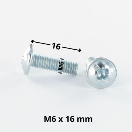 1 x Tornillo poelier cabeza redonda ancha Pozi ranura M6X16 Acero cincado blanco