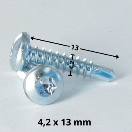 1 x Tornillo autoperforante cabeza cilíndrica abombada 4.2X13 TORX T20 Acero cincado blanco