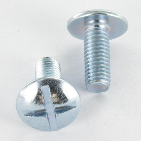1 x Tornillo poelier cabeza redonda ancha ranura en cruz M8X14 paso de 150 Acero cincado blanco