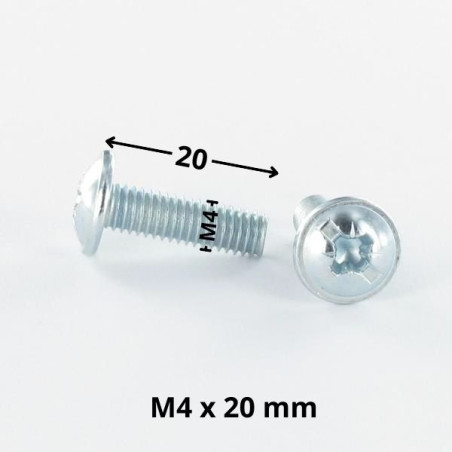 1 x Tornillo poelier cabeza redonda ancha Pozi ranura M4X20 Acero cincado blanco