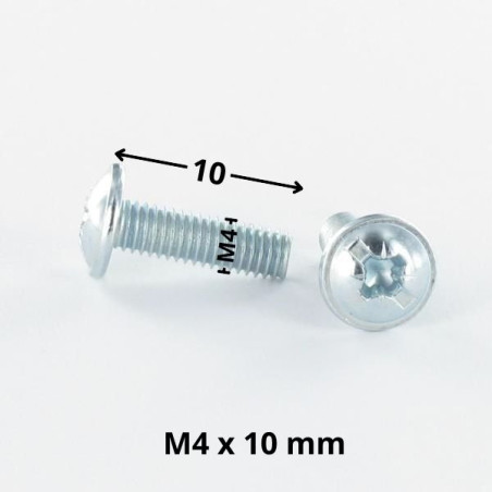 1 x Tornillo poelier cabeza redonda ancha Pozi ranura M4X10 Acero cincado blanco