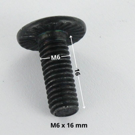 1 x Tornillo poelier cabeza redonda ancha llave de 4 M6X16 dentado ABAJO cabeza Acero cincado negro