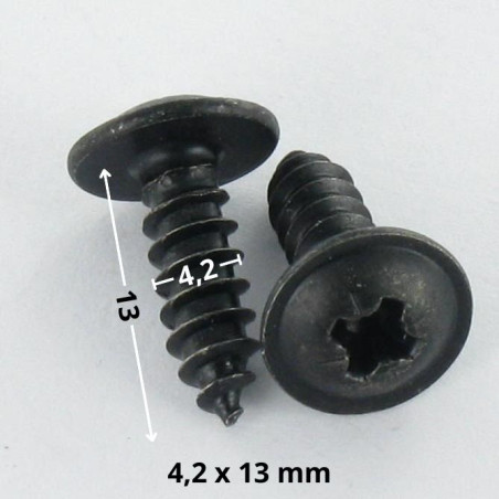 1 x Tornillo chapa poelier cabeza redonda ancha Pozi 4.2X13 Acero cincado negro