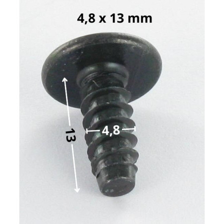 1 x Tornillo chapa poelier cabeza redonda ancha Pozi 4.8X13 Acero cincado negro sin punta