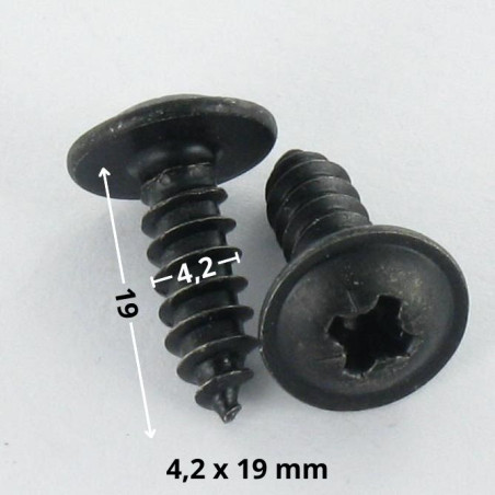 1 x Tornillo chapa poelier cabeza redonda ancha Pozi 4.2X19 Acero cincado negro