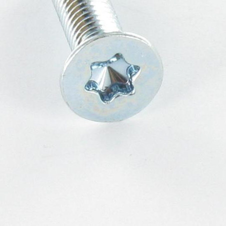1 x Tornillo metales cabeza fresada/testa svasat TORX T25 M5X12 Clase 8.8 Acero cincado blanco DIN965