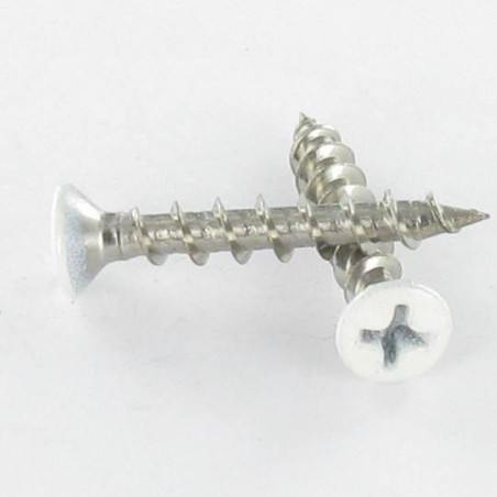 1 x Tornillo pvc Inoxidable A2 cabeza fresada abombada phillips 4.2X25 lacado blanco RAL9010 blanco puro