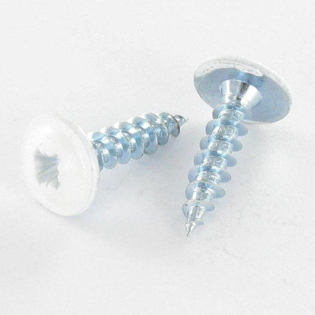 1 x Tornillo madera aglomerado poelier cabeza redonda ancha Pozi PZ4 4X15 roscado total Acero cincado blanco RAL9016