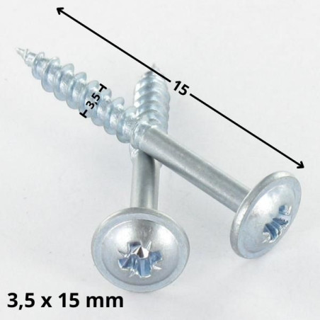 1 x Tornillo madera aglomerado poelier cabeza redonda ancha Pozi PZ4 3.5X15 roscado total diámetro de cabeza: 8 Acero