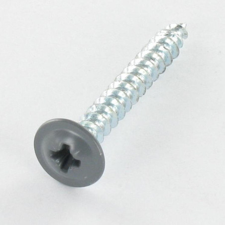 1 x Tornillo madera aglomerado poelier cabeza redonda ancha Pozi PZ4 4.5X35 roscado total Acero cincado blanco RAL7012