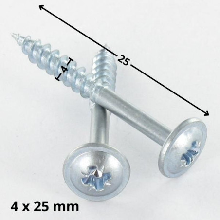 1 x Tornillo madera aglomerado poelier cabeza redonda ancha Pozi PZ4 4X25 roscado total diámetro de cabeza: 10 Acero