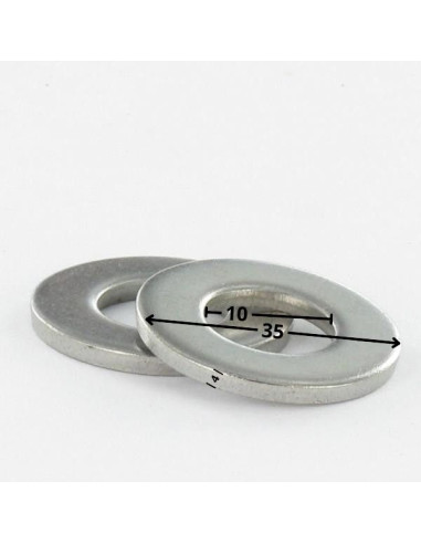 1 x Arandela plano 10X35X4 Acero cincado blanco