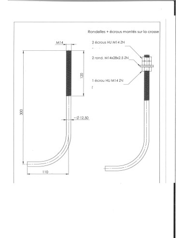 1 x Pernos anclaje M14X300 +3 Tuerca +2...