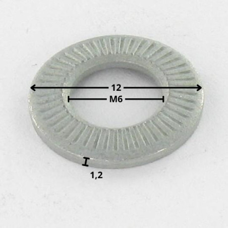1 x Arandelas contacto M6X12X1.2 Acero cincado blanco serie Z (estrecha)