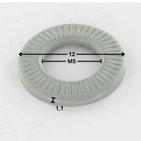1 x Arandelas contacto M5X12X1.1 Acero cincado blanco serie M (Media)