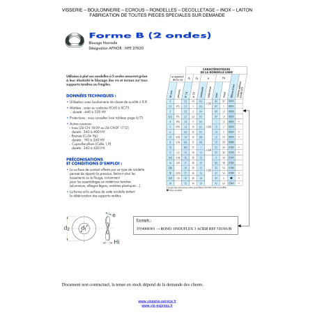 1 x Arandela ONDUFLEX M14 Acero bruto Tipo B 2 ondas