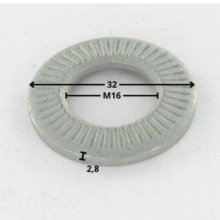 1 x Arandelas contacto M16X32X2.8 Acero cincado blanco serie M (Media)