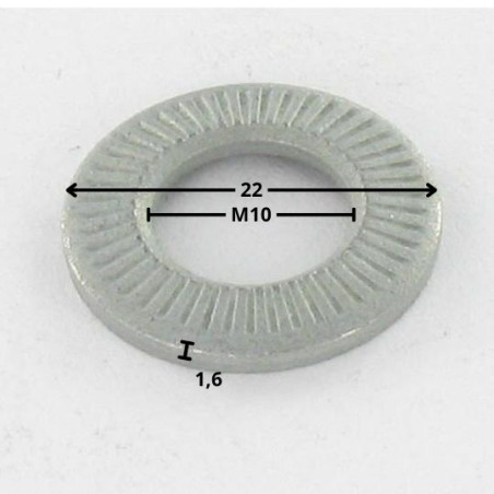 1 x Arandelas contacto M10X22X1.6 Acero cincado blanco serie M (Media)