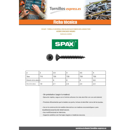 1 x Spax Tornillo madera cabeza fresada/testa svasat TORX T20 4X16 roscado en 13 Acero cincado negro