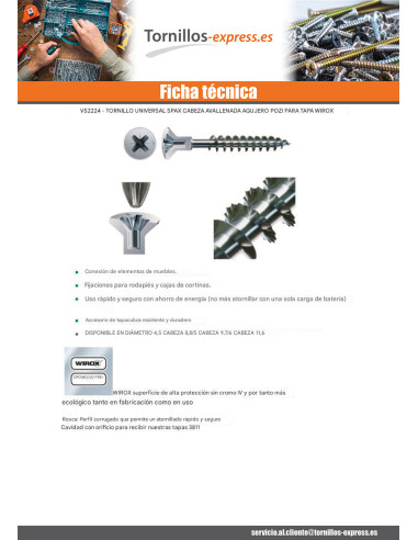 1 x Tornillos Spax cabeza fresada/testa svasat...