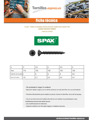 1 x Spax Tornillo madera cabeza fresada/testa...