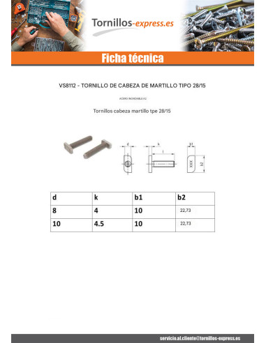 1 x Tornillo metales cabeza martillo...