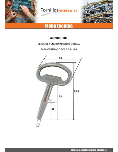 1 x Llave de MANIOBRA con cuadrado cónico...