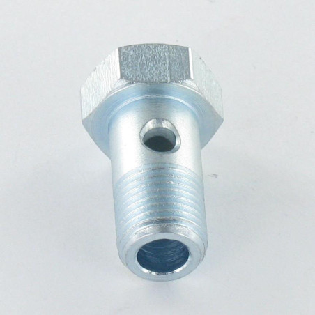 1 x Tornillo hueco sencillo o tornillo banjo cabeza hexagonal M10X19 paso fino paso de 100 Acero cincado blanco