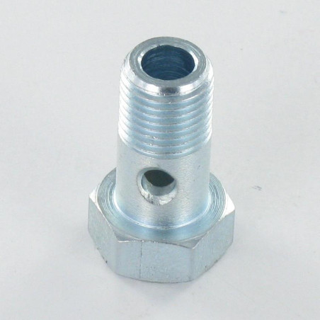1 x Tornillo hueco sencillo o tornillo banjo cabeza hexagonal M10X19 paso fino paso de 100 Acero cincado blanco