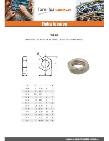 1 x Tuerca hexagonal baja hm/contratuerca...