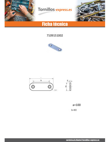 1 x Placa ASAMBLEA 15X100 Acero cincado blanco