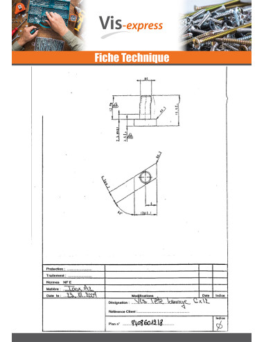 1 x Tornillo metales cabeza rombo M6X12...