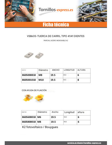 1 x Tuerca de carril Inoxidable A2 19,5 x 34,5...