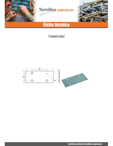 1 x Placa ASAMBLEA 45X101 Acero cincado blanco