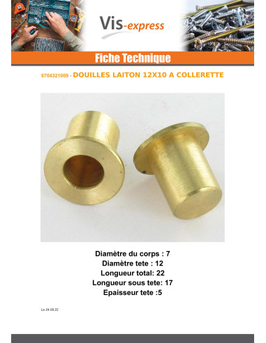 1 x ENCHUFES Latón 12X10 con reborde
